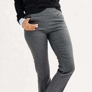 NEW Croft & Barrow Heather Gray Effortless Stretch Pull On Bootcut Pants 14L